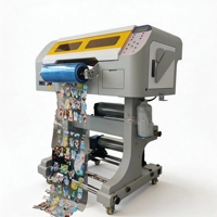 Impresora de etiquetas UV DTF de 30CM con cabezal EPSON DX7, impresión rollo a rollo, barniz dorado para película AB, TPU, logotipos 3D, fundas de teléfono y tazas