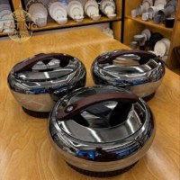 Lot de 3 plats de service ovales isothermes 4L 5L 6L, finition miroir, base cannelée effet marbre, pour buffet d'hôtel et traiteur