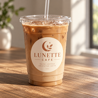 Gobelets en plastique transparent personnalisés PET à usage unique avec couvercles pour café glacé, thé au lait, café à emporter, vente en gros pour restaurants