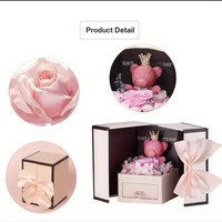 Dropshipping Boîte Rose Éternelle Ours en Mousse Mignon Roses Préservées Collier Coffret Cadeau Bijoux en Papier Ensemble Cadeau pour Maman Femme