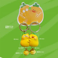 Porte-clés couple de poussins de dessin animé, breloque de sac mignonne en forme de poulet jaune