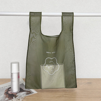Sac fourre-tout pliable en organza écologique réutilisable, promotionnel et tendance, avec poignée en corde longue de haute qualité, personnalisable