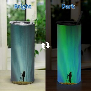 Glow Dark Sublimation 20 Oz Skinny Tumbler 25 Pack Stainless Steel Vacuum Insulated With Lid Straw Reusable For Cold Hot Drinks - Product Image 6