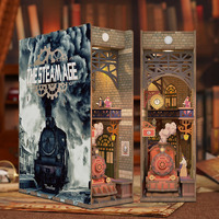 Untuk Grosir Puzzle Kayu 3D Book Nook Era Uap, Mainan Edukatif DIY Kit Rumah Boneka Miniatur dengan 101-500 Potong