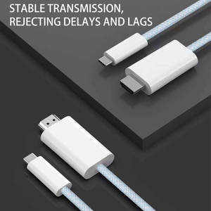 Cable de nailon trenzado 4K 60Hz a HDMI tipo Cabo tipo C para iPhone 15 tipo C Cable para conectar el teléfono a <span class=keywords><strong>TV</strong></span> HDTV - Product Image 2
