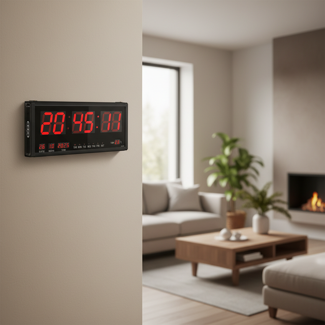 Large Wall Day Calendar Clock Mirror Screen Electronic LED Digital Wall Clock Month Date Week Temperature Display