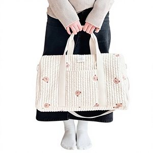 Nova Bolsa Maternidade 2024 Estilo Coreano Urbano Simples de Algodão com Zíper, Inspirada no Instagram, Grande Capacidade, Fofa e Prática para Armazenamento - Product Image 1