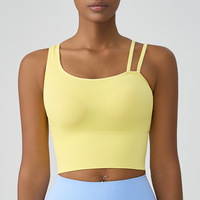 Soutien-gorge de yoga sans manches à bretelles croisées au dos, haute élasticité, rembourré, respirant, antichoc, maintien moyen, pour adultes, taille XL