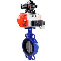 Katup Kupu-kupu DNOVA Besi Cor GG25/EN-GJL-250 NBR DN40-300 16bar -20 hingga 90 ° C, Aktuator Pneumatik