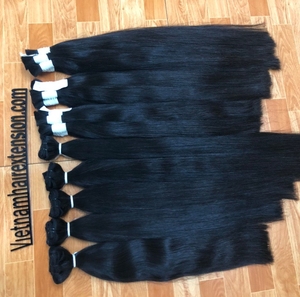 Extensiones de Cabello Humano Virgen Vietnamita, Doble Trama, Cabello Liso, Sin Caída, Sin Enredos, Color Negro Natural - Product Image 1