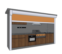 Cocina Móvil Moderna para Exteriores de 4m y 6m con Estructura de Acero Expandible