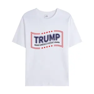 Groothandel Heren T-Shirts Met Korte Mouwen Op Maat Gemaakt Logo Bedrukt Heren Zomer Ademend Katoen Spandex Usa Presidentsverkiezingen T-Shirt