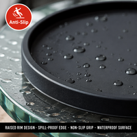 Ensemble de sous-verres en silicone avec logo personnalisé, bord surélevé, antidérapant, résistant à la chaleur, tapis de boisson flexible, OEM, vente en gros, cadeau promotionnel