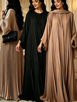 Abaya plissée Nada de qualité supérieure, couleur violette, avec détails plissés, robe islamique modeste pour femmes, robe longue à manches longues, style Dubaï