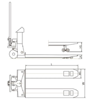 Chariot élévateur manuel de 2 tonnes avec balance intégrée et imprimante, roulettes doubles en PU, déplaceur latéral hydraulique