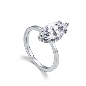 2026 Internet Hit S925 Sterling <b>Silver</b> Marquise Moissanite Light Luxury <b>Adjustable</b> Open Index Finger <b>Ring</b> For Women - Product Image 1