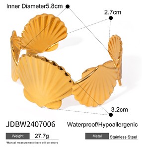 Women's Stainless Steel Adjustable Bangle Exaggerated Party Accessory Cuff <b>Bracelet</b> with <b>Shell</b> Design Jewelry - Product Image 3
