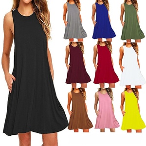 Robe décontractée sans manches pour femme, couleur unie, avec poches, confortable, style gilet, collection 2026, prix usine - Product Image 1