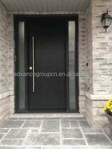 Precio al por mayor, puerta de seguridad personalizada, puerta frontal de pivote de Metal de entrada de aleación de aluminio negro para Villa - Product Image 6