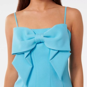 Vestido Mini Casual de Verano para Mujer, de Lino y Algodón a Rayas, Cómodo, Moderno, Personalizado, Nuevo, Tejido, con Lazo, Sexy, Estilo Imperio, Gran Venta, OEM - Product Image 2