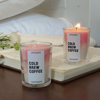 Bougie parfumée artisanale Lovsens en forme de cœur rose, parfum café glacé, arôme de café latte, décoration d'intérieur, aromathérapie