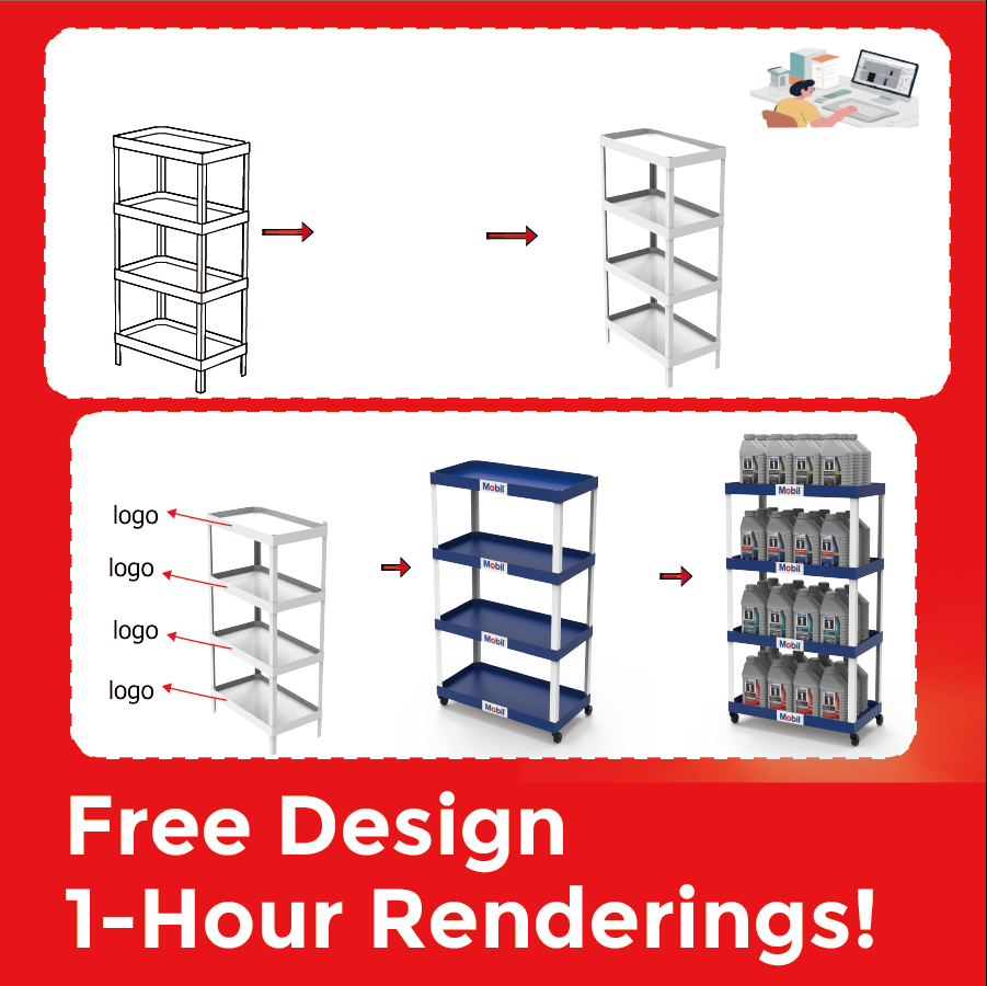 Apache Custom PVC Tool Display Stand for Motor Oil Supermarket Shelves for Auto Repair Shop and Retail Store Display — view 3