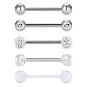 Bijou de piercing en acier inoxydable avec accent en cristal, filetage externe, pour nombril, langue, cartilage, bijoux de corps - Product Image 1