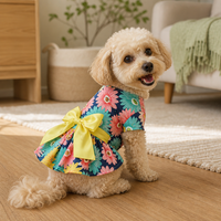 Gaun Anjing Motif Bunga Bahan Katun Poli Lembut Tanpa Lengan, Nyaman dan Ringan untuk Pemakaian Sehari-hari, Gaya Farmhouse Lucu untuk Musim Panas