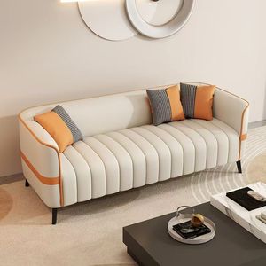 Sofá de Oficina de Cuero de Estilo Nórdico de Lujo, de Tres Plazas, Cómodo para Áreas de Recepción de Negocios, Hoteles Modernos y Salas de Estar - Product Image 1