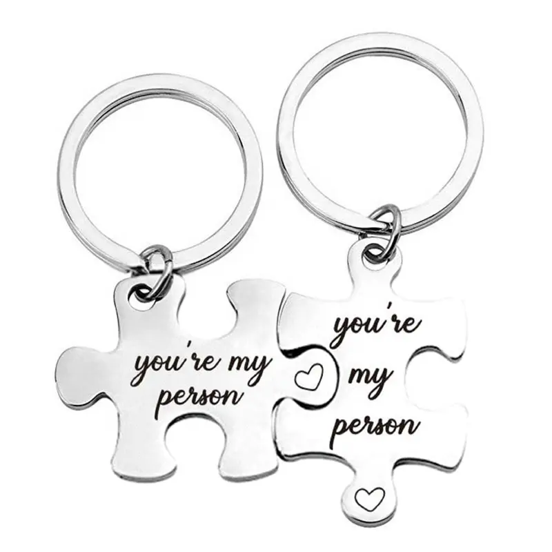 Puzzle Piece Valentine's Day Gift You Are My Person Stainless Steel Keychain