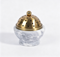 Porte-encens en marbre de luxe Bakhoor Mubkhar, encensoir en pierre avec couvercle pour la maison, la villa, l'hôtel, la décoration de table du Ramadan du Moyen-Orient