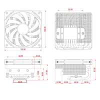 Refroidisseur de processeur ID Cooling IS-67XT blanc, 6 caloducs en cuivre et aluminium, roulement fluide, faible bruit 25dBA, type push, pour boîtier d'ordinateur