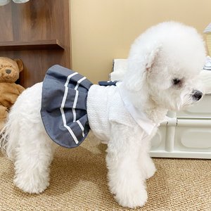 Falda JK para mascotas, disfraz de cosplay de otoño, color grisáceo y blanco, para perros, gatos, mascotas pequeñas - Product Image 3