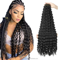 Extensions de tresses au crochet longues et ondulées de 30 pouces, 100g/paquet, double trame, en fibre haute température, emballage personnalisable