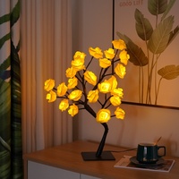 Lampu Meja LED Plastik Modern Bentuk Mawar, Basis Bohlam E26, Lampu Malam Romantis untuk Kamar Tidur, Pernikahan, Dekorasi Dalam Ruangan