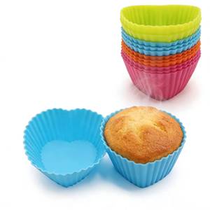 Moules en silicone antiadhésifs en forme de cœur, réutilisables, pour cupcakes et muffins, outils de pâtisserie, doublures pour gâteaux - Product Image 5