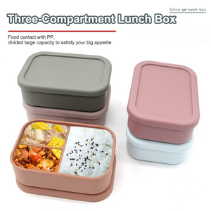 Customized Bpa Free Silicone Compartment Lunchbox Food Container Leakproof Children Adult Office School Kids <strong>Bento</strong> Lunch <strong>Box</strong> Set - Product Image 5