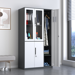 Thép tủ lưu trữ tập tin và Tủ hồ sơ văn phòng với ổ khóa với cửa kính, tủ quần áo treo thanh cho sử dụng văn phòng hàng ngày - Product Image 1