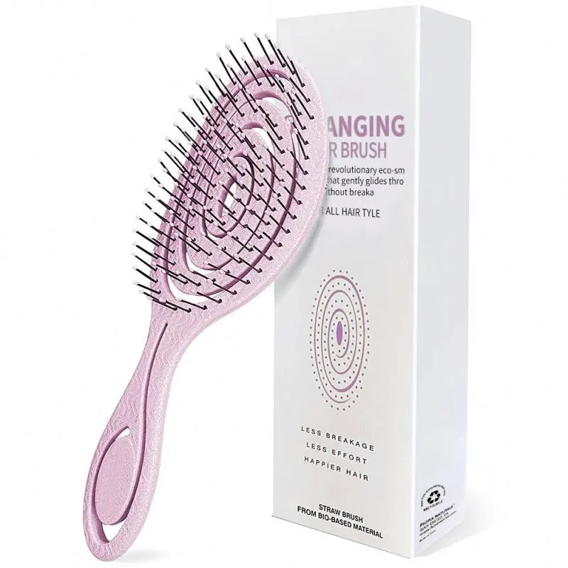 China Manufacturer Eco Friendly Plastic Hair Vent Extension Massage Brushes for Women Wheat Straw Material Styling Hair Brush