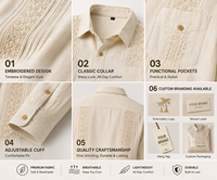 Chemises Guayabera pour hommes, manches courtes, en lin, chemise Guayabera décontractée, chemise de plage cubaine, chemise de mariage, logo personnalisé