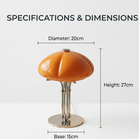 Lampe de table esthétique rétro en verre style Bauhaus, design champignon, orange, pour chevet, collection 2026