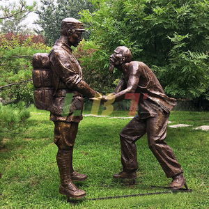 Escultura de Fibra de Vidrio Imitación Bronce del Ejército Rojo, Figura Decorativa para Exteriores Personalizada, Decoración de Paisaje para Montar en el Suelo - Product Image 1