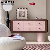 WISEMAX FURNITURE Armoire console nordique en bois laqué pour l'entrée de la maison Article rose Armoire à six tiroirs pour appartement