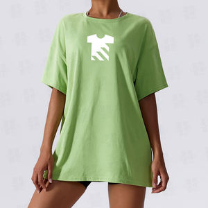 Camiseta de Gran Tamaño para Mujer, 100% Algodón, de Alta Calidad, Suave, Transpirable, con Hombros Caídos, Versátil, Bordado Plano Personalizado - Product Image 4