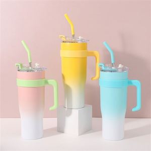 Mug de voyage isotherme à double paroi 40oz avec poignée Ice Bully, couvercle et paille, antidérapant, personnalisable ODM - Product Image 2