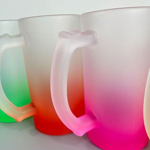 Mug à bière en verre de 16 oz avec revêtement coloré dégradé givré pour impression par transfert thermique par sublimation - Product Image 4