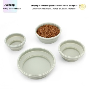 Cane eco-friendly in Silicone tinta unita per cani e ciotola per animali domestici pieghevole per gatti con funzione di trasporto all'aperto per bere cibo lento - Product Image 4