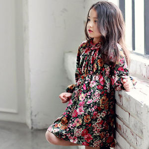 เสื้อผ้าแฟชั่นเด็กผู้หญิงวัยรุ่นไซส์ขายส่ง ชุดเดรสลายดอกไม้ - Product Image 1