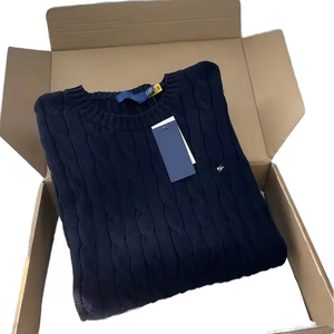 Pull en tricot à carreaux décontracté sur mesure avec logo personnalisé 2025, coupe ajustée, style vintage classique <span class=keywords><strong>Ralph</strong></span> Old Money, hiver, anti-rides - Product Image 1