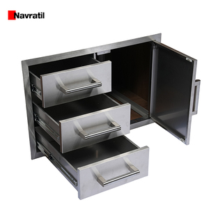 Cajón triple comercial 304 SS con puerta, parrilla de <span class=keywords><strong>barbacoa</strong></span> de Gas integrada, juego de cocina para exteriores - Product Image 1